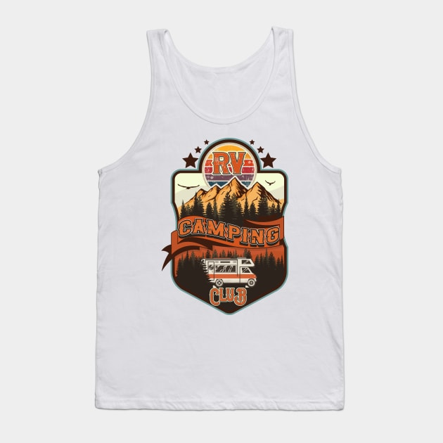 RV Camping Club vintage funny , retro landscape RV camping Tank Top by HomeCoquette